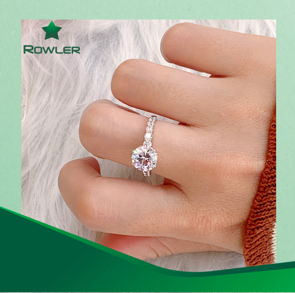 Nhẫn Solitaire bạc 925 đính đá Cubic Zirconia 5A 8.0ly ROWLER RA000614