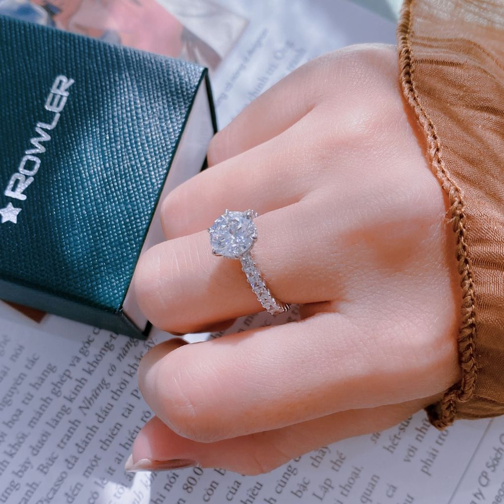 Nhẫn bạc 925 đính đá Cubic Zirconia 5A 8.0ly ROWLER RA000615