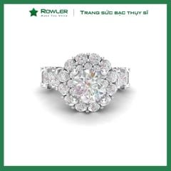 Nhẫn Royal bạc Thụy Sỹ đính full đá Moissanite viên chủ tròn 7.0ly- ROWLER- RH000953