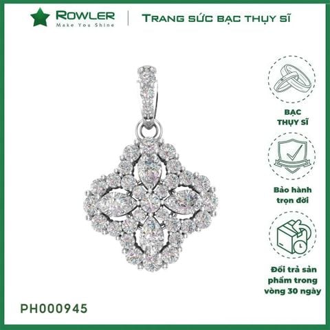 Mặt dây chuyền Lilac bạc Thụy Sĩ  đính full đá Moissanite  - ROWLER -PH000945