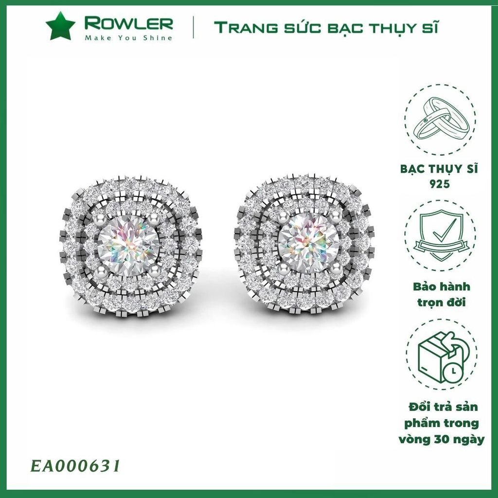 Bông tai bạc 925 cao cấp đính full đá CZ5A_ EA000631 _Rowler