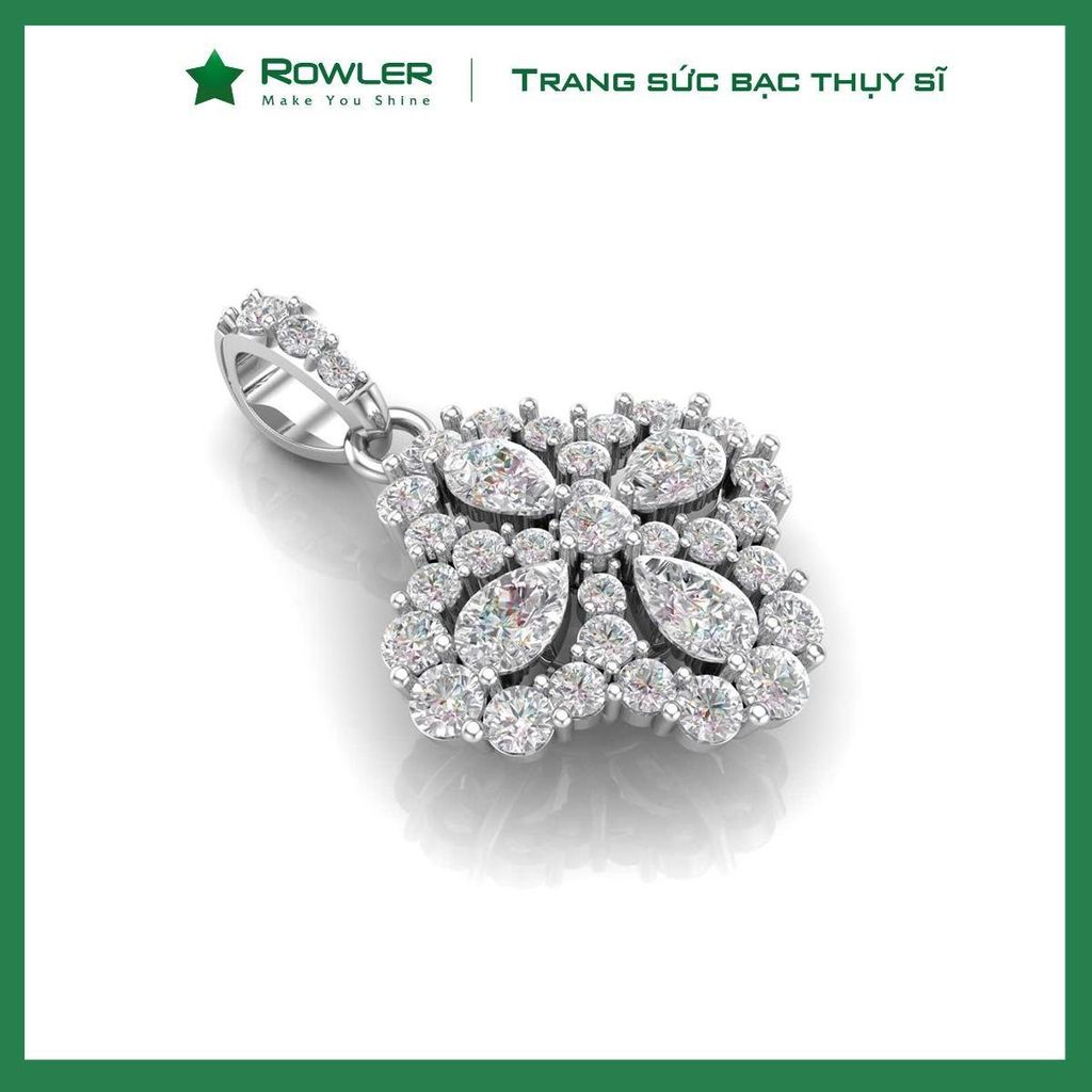 Mặt dây chuyền Lilac bạc Thụy Sĩ  đính full đá Moissanite  - ROWLER -PH000945
