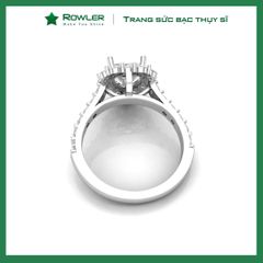 Nhẫn bạc Thụy Sỹ đính full đá Moissanite viên chủ tròn 6.0ly- Trang sức bạc chính hãng_ROWLER RH000963