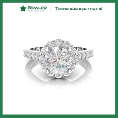 Nhẫn bạc Thụy Sỹ đính full đá Moissanite viên chủ tròn 6.0ly- Trang sức bạc chính hãng_ROWLER RH000963