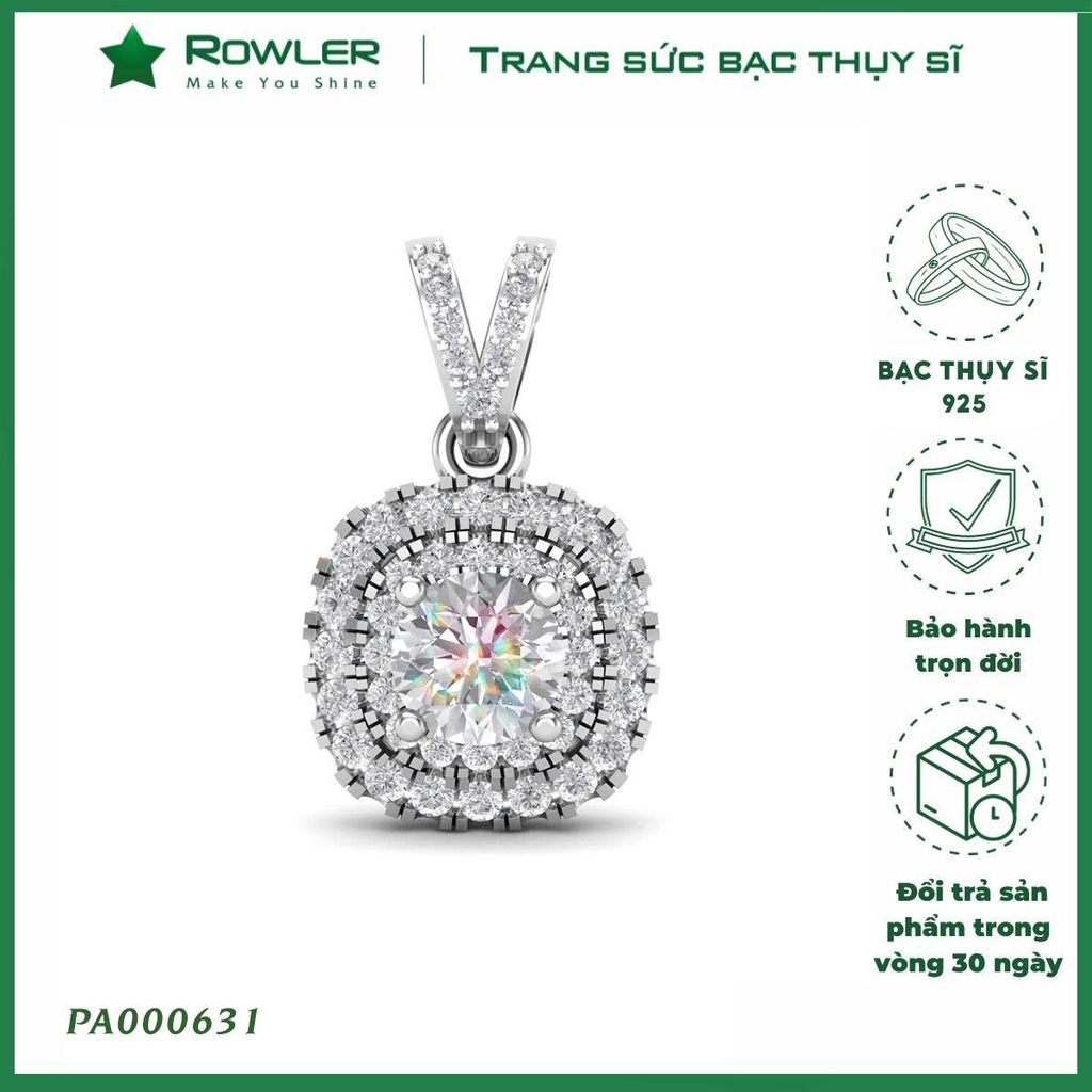 Mặt dây chuyền bạc 925 cao cấp đính đá Cubic Zirconia 6.0ly_PA000631_ROWLER