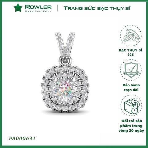 Mặt dây chuyền bạc 925 cao cấp đính đá Cubic Zirconia 6.0ly_PA000631_ROWLER