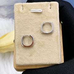 Bông tai bạc Thụy Sĩ khoen tròn giác cạnh khóa bật ROWLER EH000940