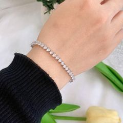 Lắc tay bạc 925 cao cấp đính full đá Cubic Zirconia tim 3ly ROWLER BA000955