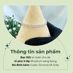 Lắc tay Tennis Bạc 925 đính full đá Cubic Zirconia 3ly ROWLER BA000956