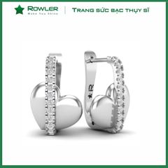 Bông tai nữ bạc Thụy Sĩ hình trái tim khóa bật đính đá Moissanite ROWLER EH000906