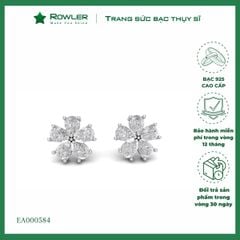 Bông tai bạc nữ 925 hình hoa cúc đính đá Cubic Zirconia ROWLER EA000584