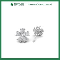 Bông tai bạc nữ 925 hình hoa cúc đính đá Cubic Zirconia ROWLER EA000584