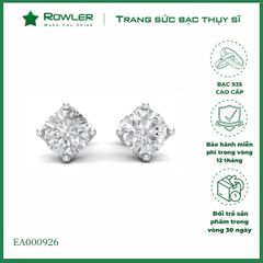 Bông tai bạc 925 4 chấu đính đá Cubic Zirconia 6.0ly ROWLER EA000926