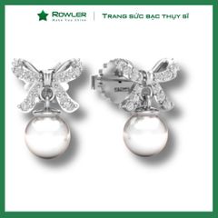 Bông tai bạc nữ đính ngọc trai và đá Moissanite ROWLER EH000642