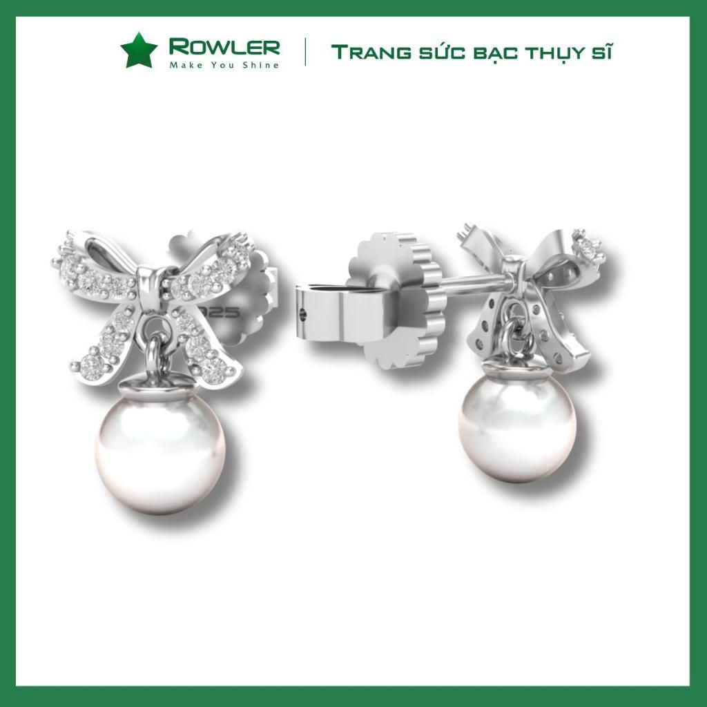 Bông tai bạc nữ đính ngọc trai và đá Moissanite ROWLER EH000642