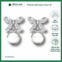 Bông tai bạc nữ đính ngọc trai và đá Moissanite ROWLER EH000642