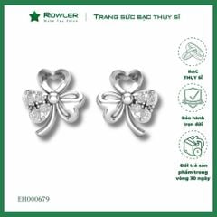 Bông tai bạc cỏ 3 lá đính đá Moissanite ROWLER EH000679