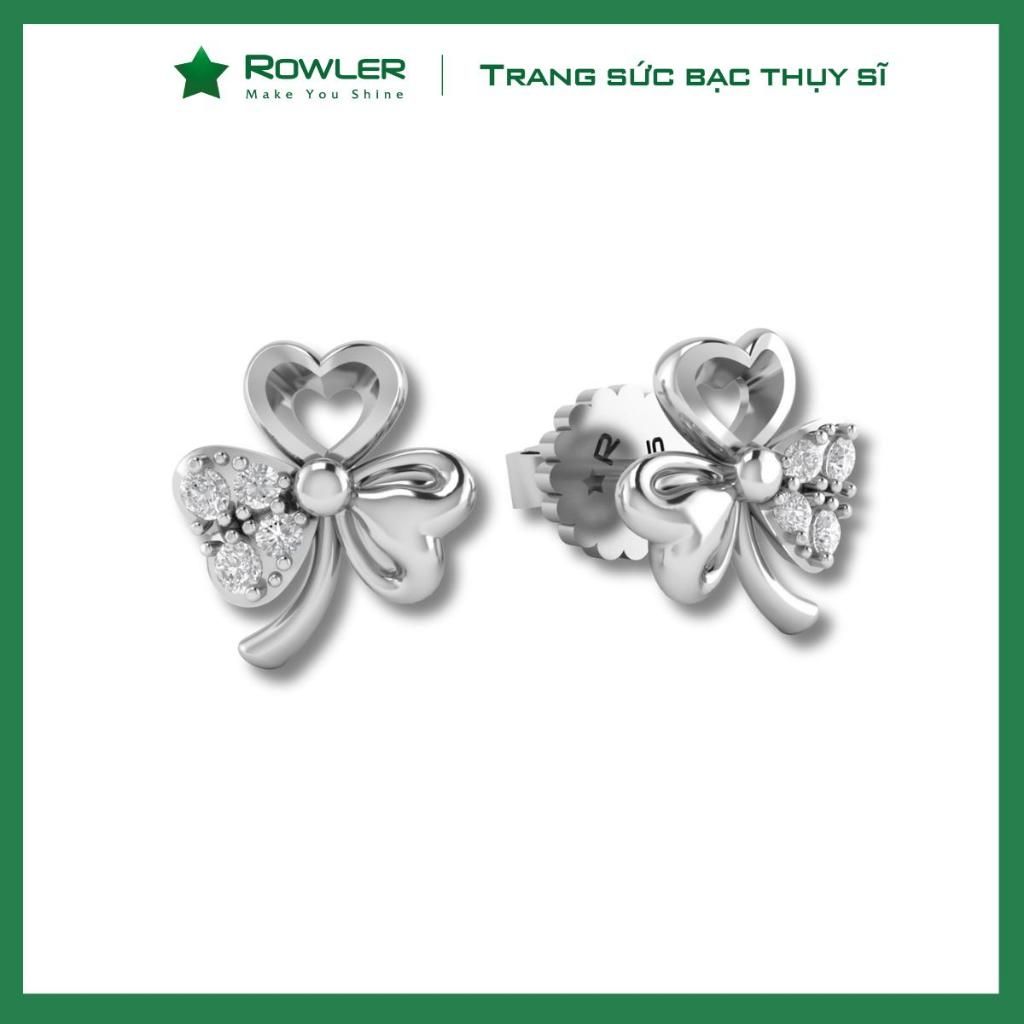 Bông tai bạc cỏ 3 lá đính đá Moissanite ROWLER EH000679