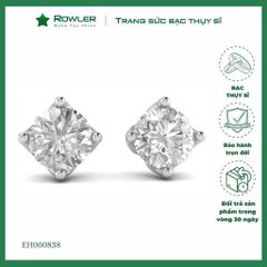 Bông tai bạc Thụy Sĩ 4 chấu đính đá Moissanite 6.0ly ROWLER EH000838