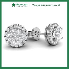 Bông tai bạc nữ Thụy Sĩ HALO đính đá Moissanite 6.0ly ROWLER EH000839