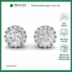 Bông tai bạc nữ Thụy Sĩ HALO đính đá Moissanite 6.0ly ROWLER EH000839