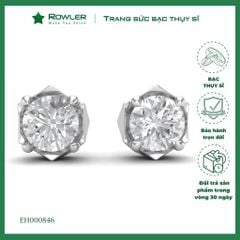 Bông tai bạc Thụy Sĩ  viền chấu bao cách điệu đính đá Moissanite 5.0ly ROWLER EH000846