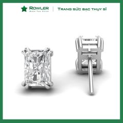 Bông tai bạc nữ đính đá Moissanite chữ nhật ROWLER EH000849
