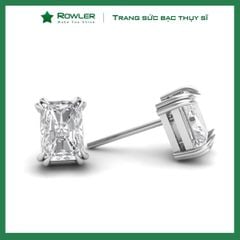 Bông tai bạc nữ đính đá Moissanite chữ nhật ROWLER EH000849