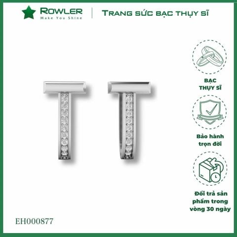 Bông tai bạc họa tiết hình ổ khóa đính đá Moissanite ROWLER EH000877