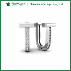 Bông tai bạc họa tiết hình ổ khóa đính đá Moissanite ROWLER EH000877