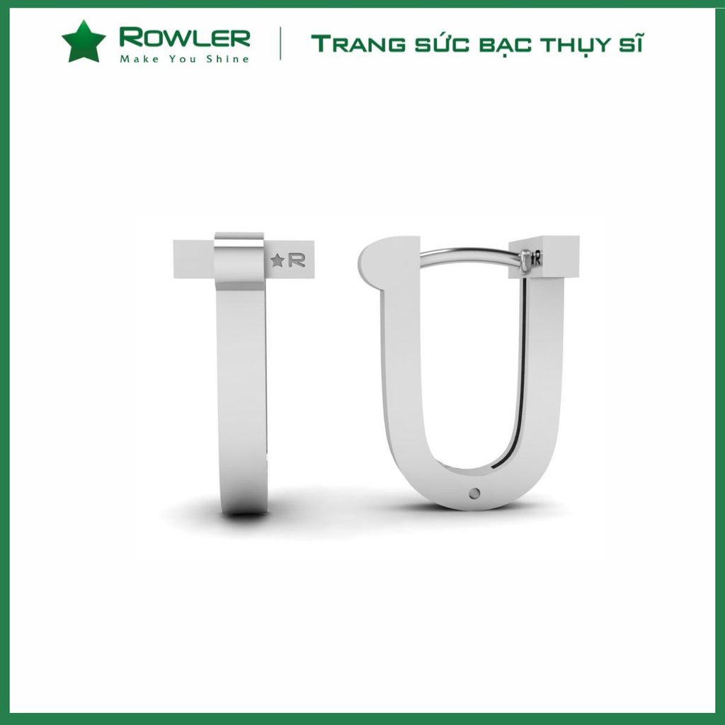 Bông tai bạc họa tiết hình ổ khóa đính đá Moissanite ROWLER EH000877