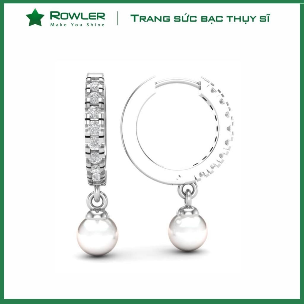 Bông tai bạc đính Moissanite & Ngọc trai ROWLER EH000881