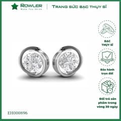Bông tai nữ bạc Thụy Sĩ chấu bao đính đá Moissanite 5.0ly ROWLER EH000896