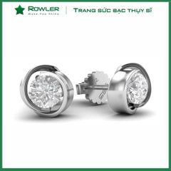Bông tai nữ bạc Thụy Sĩ chấu bao đính đá Moissanite 5.0ly ROWLER EH000896