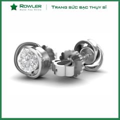 Bông tai nữ bạc Thụy Sĩ chấu bao đính đá Moissanite 5.0ly ROWLER EH000896