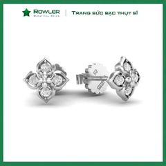 Bông tai nữ bạc Thụy Sỹ họa tiết hoa Lilac đính đá Moissanite 2.0ly ROWLER EH000916