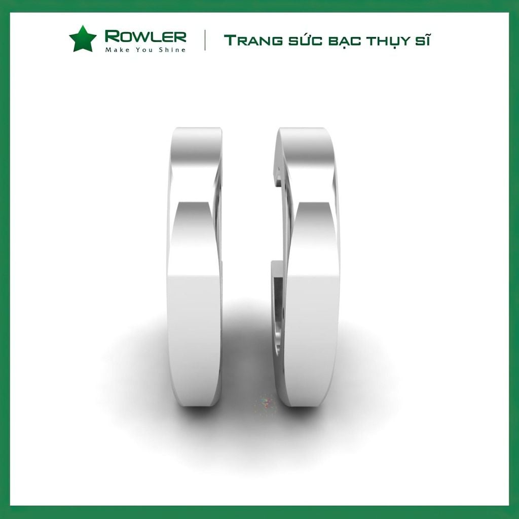 Bông tai bạc Thụy Sĩ khoen tròn giác cạnh khóa bật ROWLER EH000940