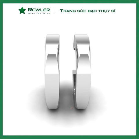 Bông tai bạc Thụy Sĩ khoen tròn giác cạnh khóa bật ROWLER EH000940