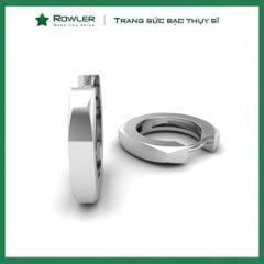 Bông tai bạc Thụy Sĩ khoen tròn giác cạnh khóa bật ROWLER EH000940