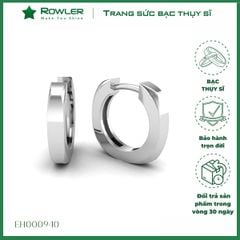 Bông tai bạc Thụy Sĩ khoen tròn giác cạnh khóa bật ROWLER EH000940