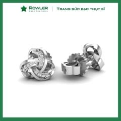 Bông tai bạc nữ đai xoắn Thụy Sĩ đính đá Moissanite ROWLER EH000904