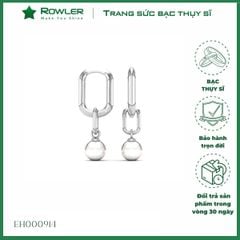 Bông tai nữ bạc Thụy Sĩ đính Ngọc trai 6.0ly ROWLER EH000914