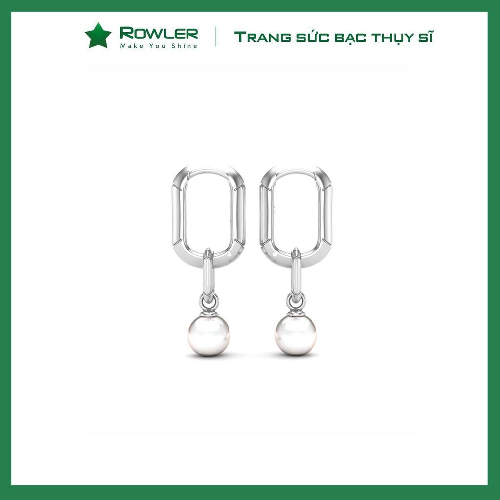 Bông tai nữ bạc Thụy Sĩ đính Ngọc trai 6.0ly ROWLER EH000914