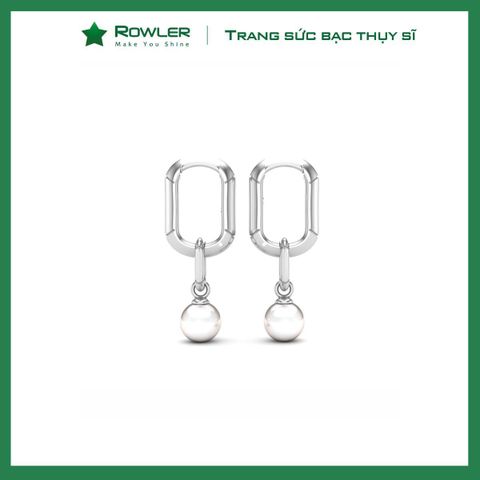 Bông tai nữ bạc Thụy Sĩ đính Ngọc trai 6.0ly ROWLER EH000914