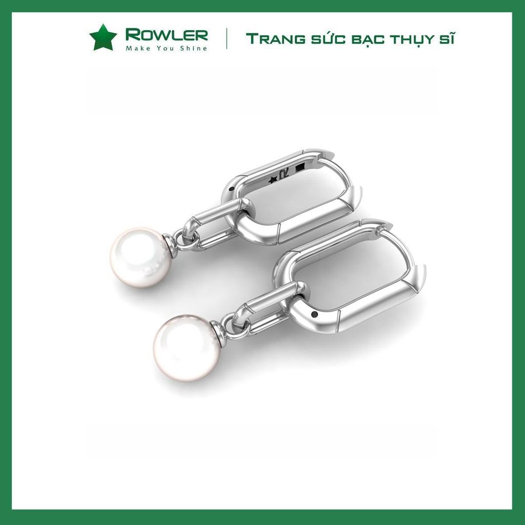 Bông tai nữ bạc Thụy Sĩ đính Ngọc trai 6.0ly ROWLER EH000914