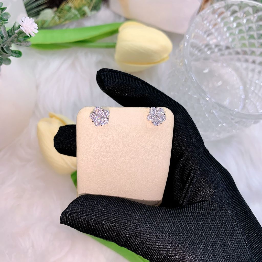 Bông tai nữ bạc 925 hoa mai đính đá Cubic Zirconia 5A ROWLER EA000337