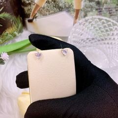Bông tai bạc nữ 925 đính đá Cubic Zirconia trái tim 5.0ly ROWLER