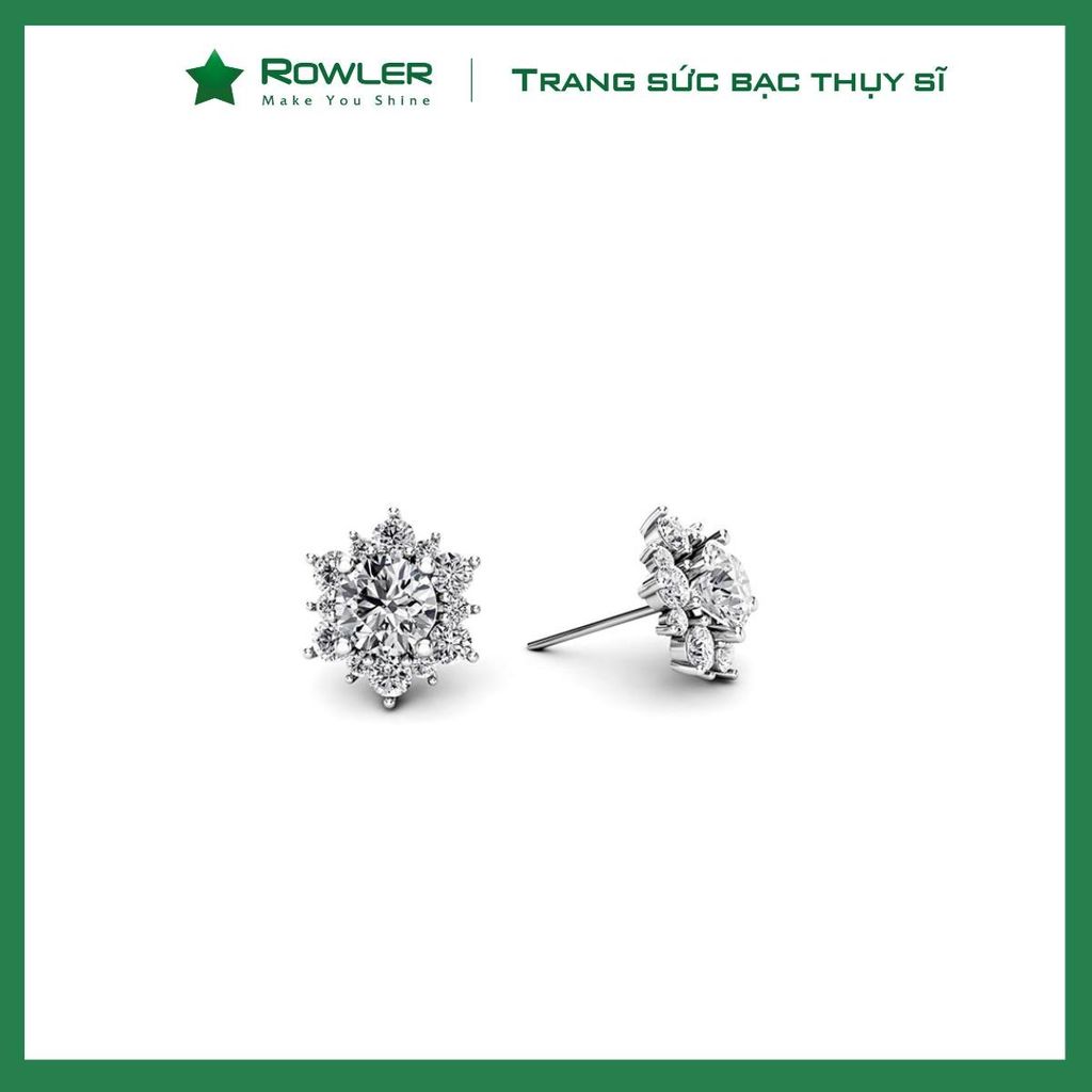 Bông tai hoa kết tầng bạc 925 đính đá Cubic Zirconia 5A 6.0ly ROWLER EA000616