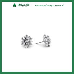Bông tai hoa kết tầng bạc 925 đính đá Cubic Zirconia 5A 6.0ly ROWLER EA000616