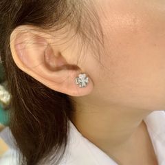 Bông tai nữ bạc 925 cỏ 4 lá may mắn đính đá Cubic Zirconia 5A ROWLER EA000620TR